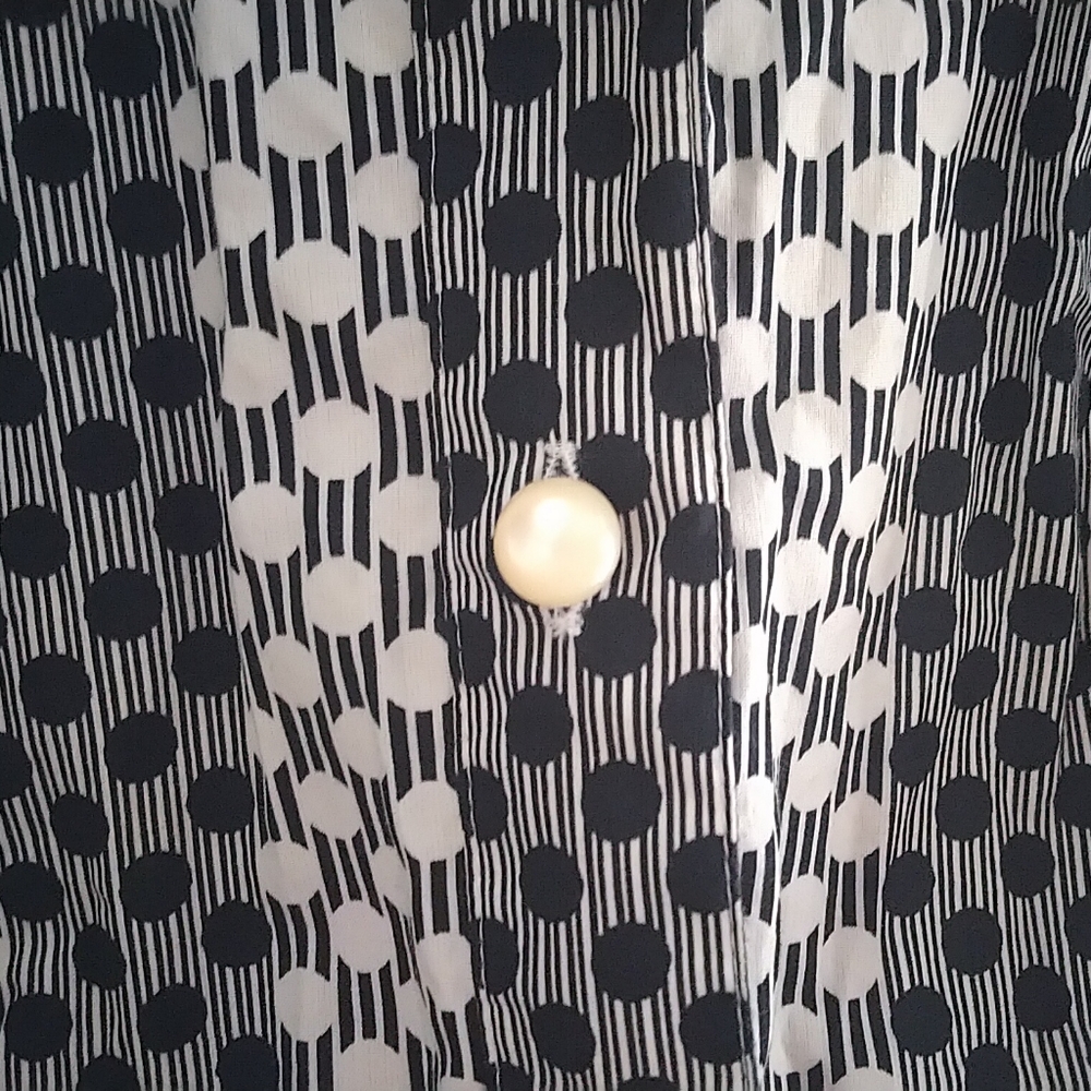 Navy & White Polkadot Button-Up - image 4